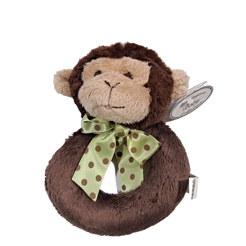 Bearington Baby Collection Baby Rattle Plush Monkey NWT Lil' Giggles